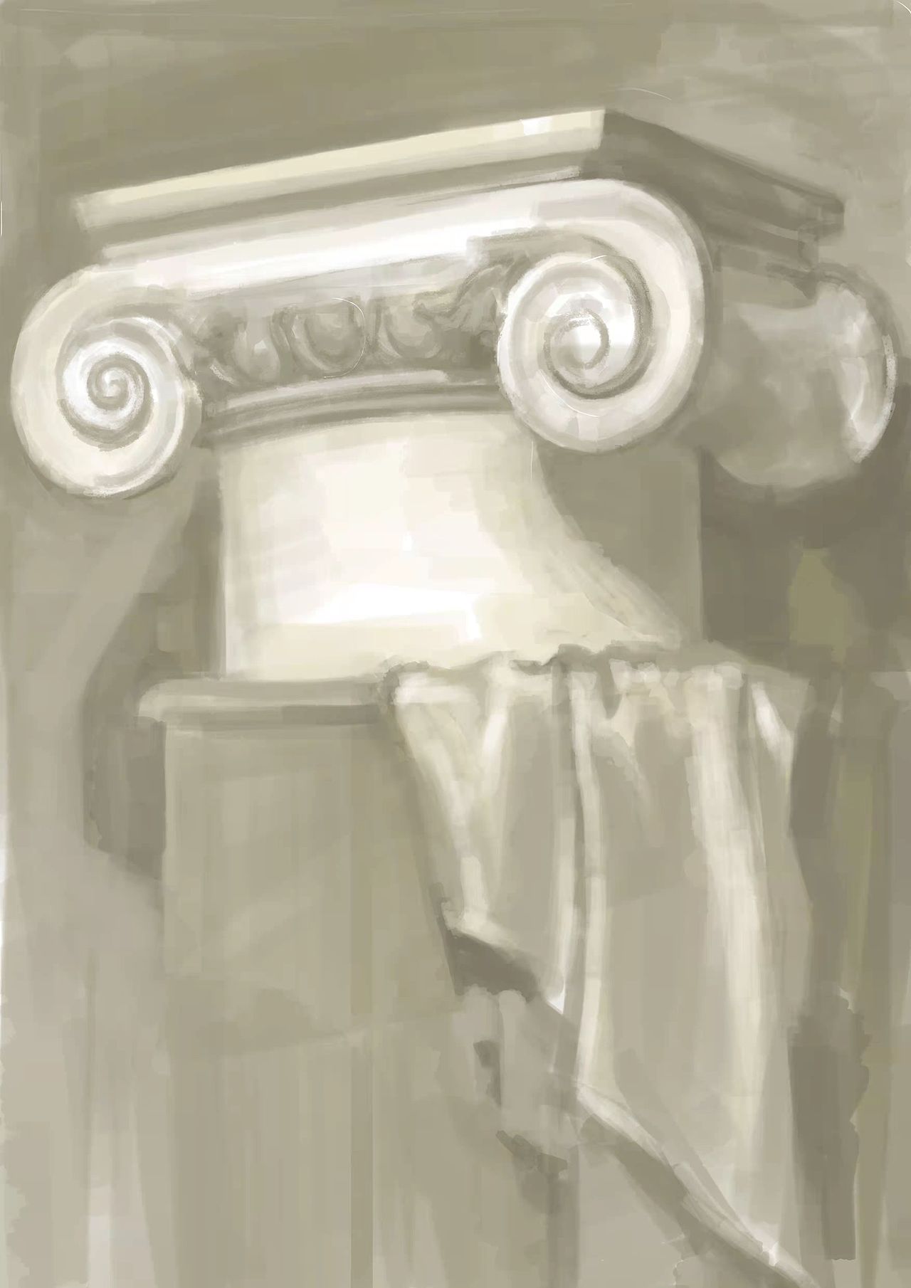 发现一张很棒的俄罗斯画家的罗马柱头写生素描作品,原画写生于1952年