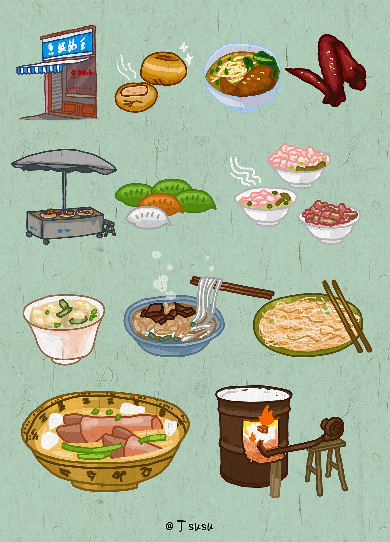 福鼎小吃美食手绘地图