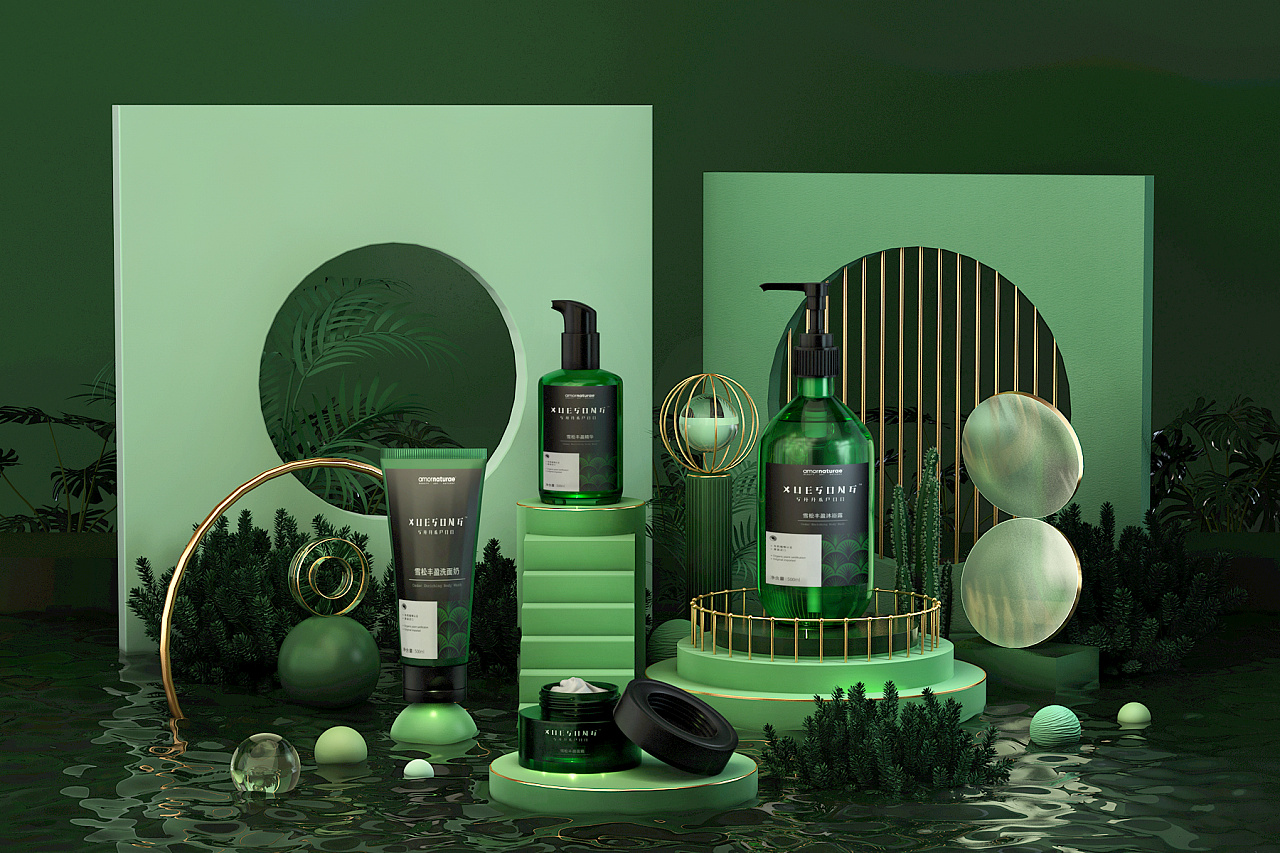 护肤品产品c4d建模&渲染|工业/产品|生活用品|yue电商设计 - 原创作品