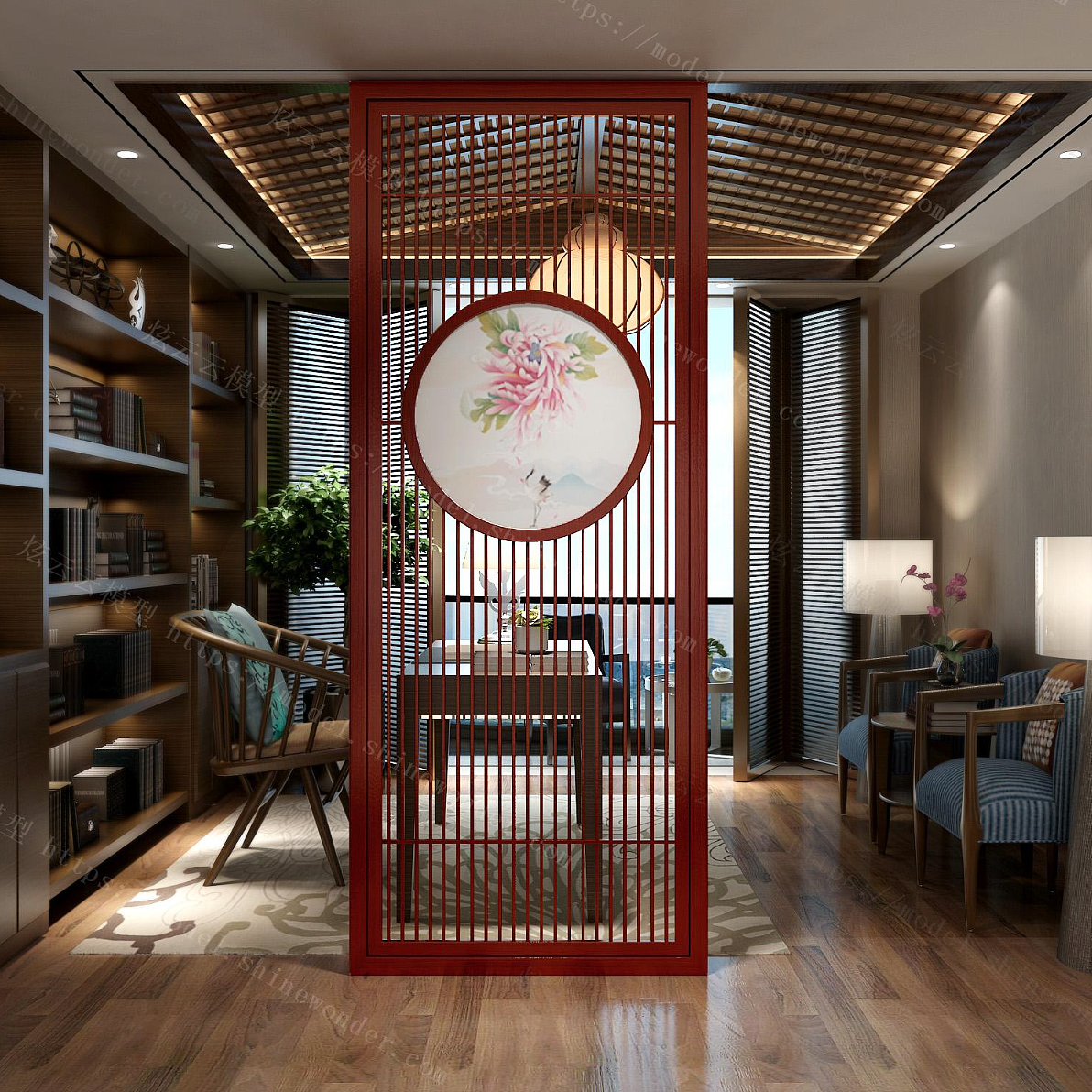 中式屏风隔断中式隔断（图ZMTU0NzYwMzQ4） - 家装设计 - 站酷设计师憨豆小姐原创素材 - 站酷ZCOOL