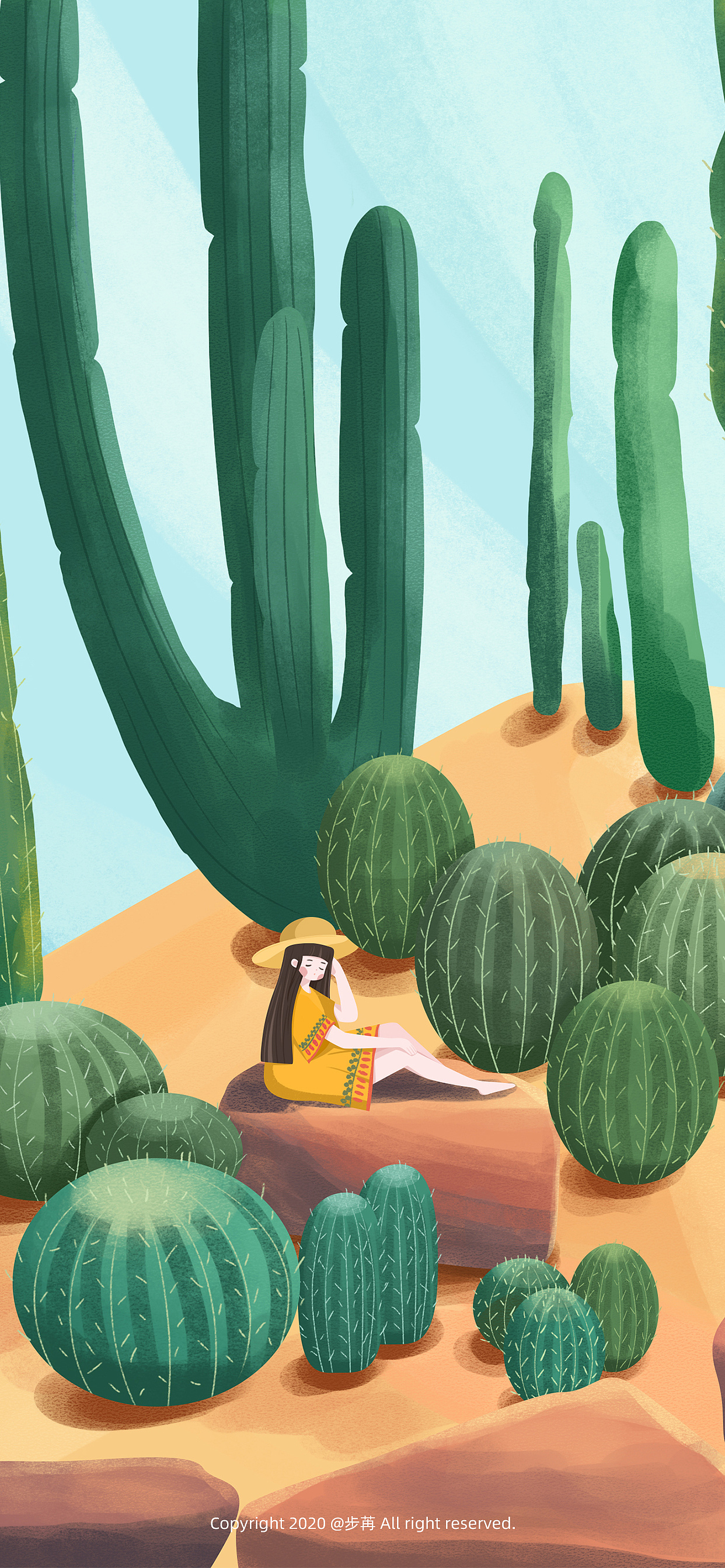 植物园的大仙人掌|插画|艺术插画|糊涂的猫猫 - 原创作品 - 站酷