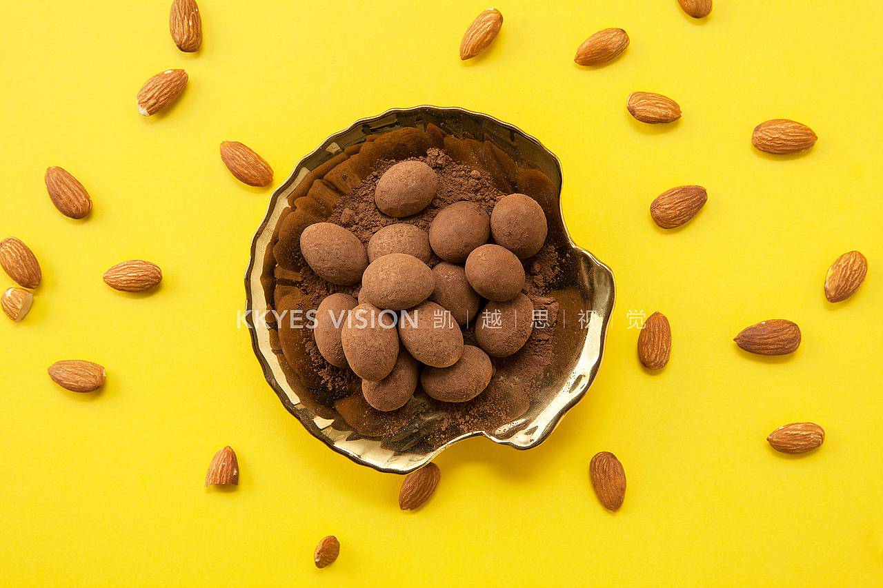 食品杏仁可可粉巧克力巴旦木零食南京静物拍摄商业摄影