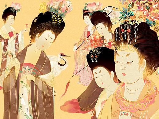 簪花仕女图（临 新彩）