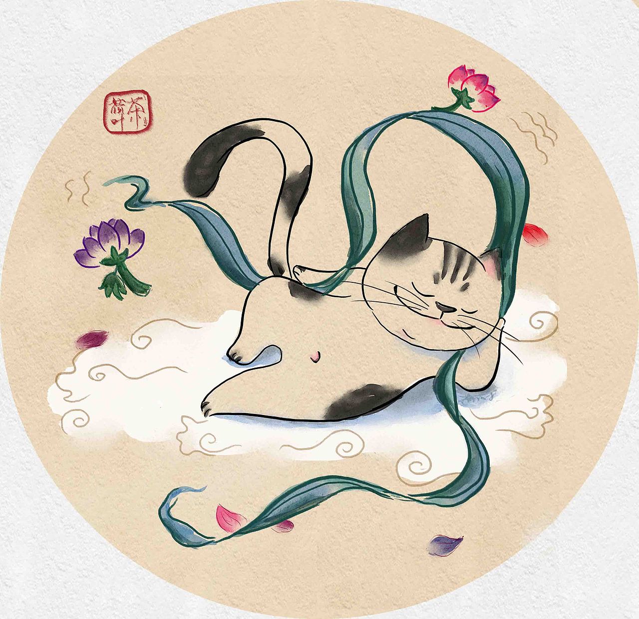 猫咪的白日梦（图ZMjE5NTYyNTk2） - 儿童插画 - 站酷设计师荷叶茶原创素材 - 站酷ZCOOL
