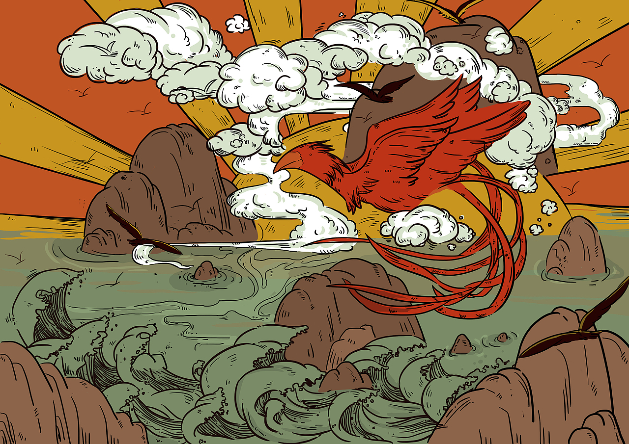 精卫填海（图ZMTAwNzgxNDcy） - 商业插画 - 站酷设计师Evelyn小鱼原创素材 - 站酷ZCOOL