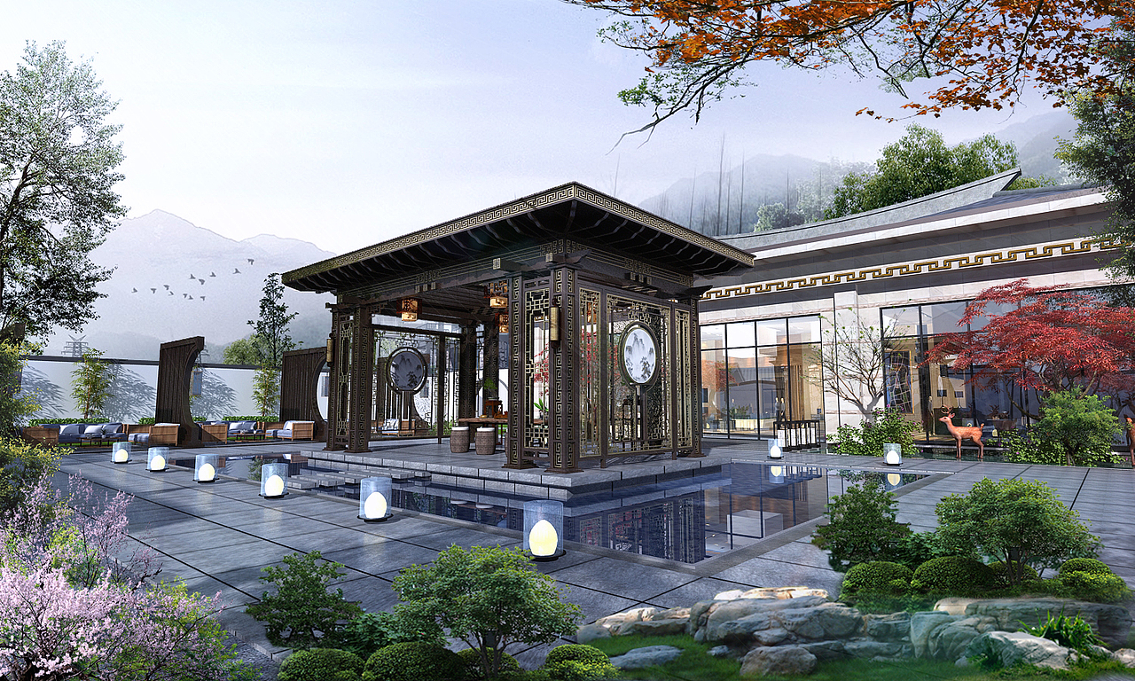 新中式亭|空间|景观设计|夜猫族设计_原创作品-站酷zcool