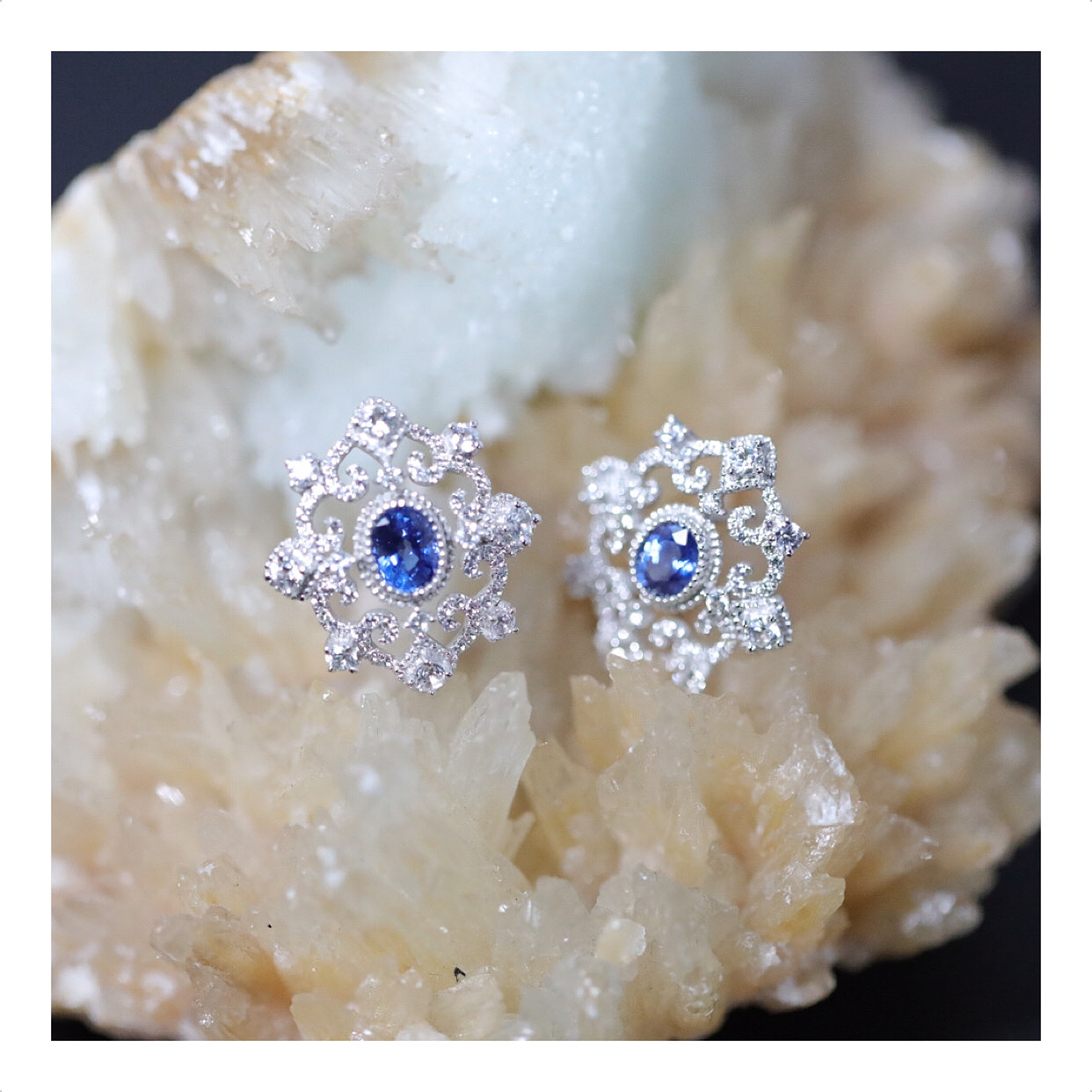 新中式蓝宝石耳钉