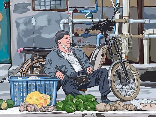 写实类人物扁平风格插画