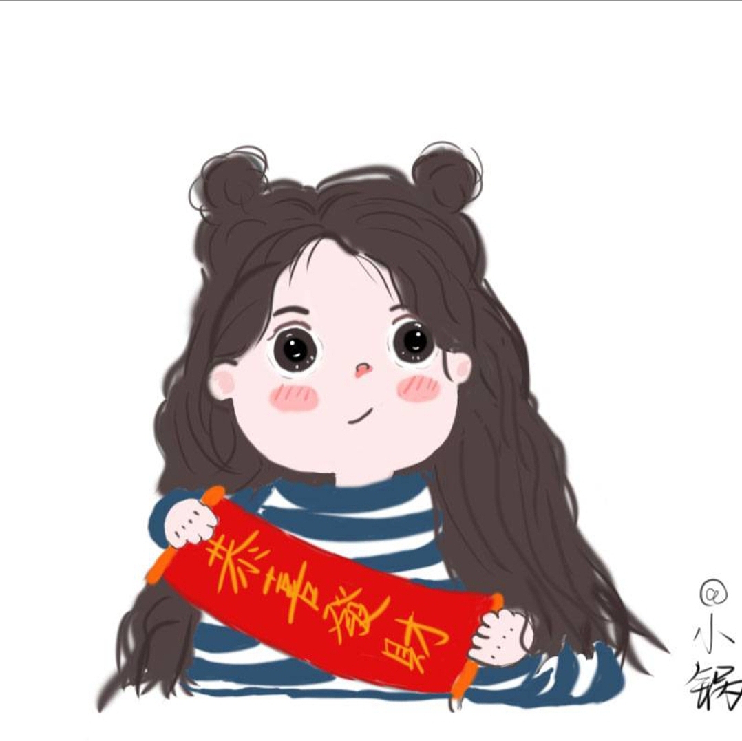 插画头像手绘可爱女生恭喜发财