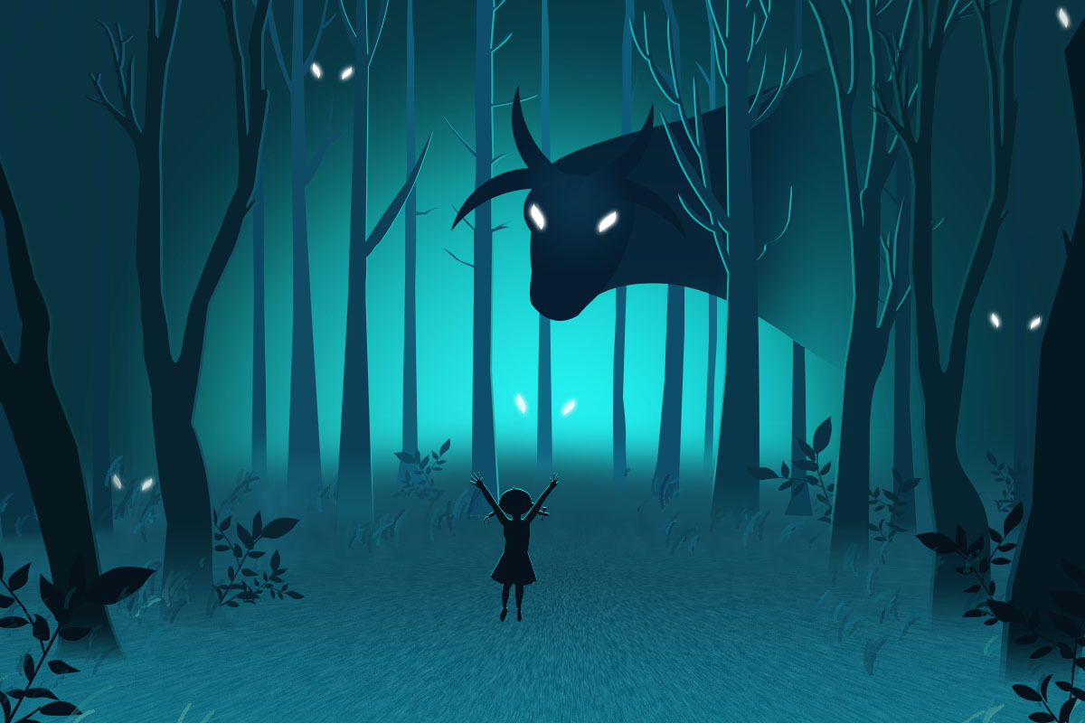 森林插画 插画 渐变插画 怪兽插画