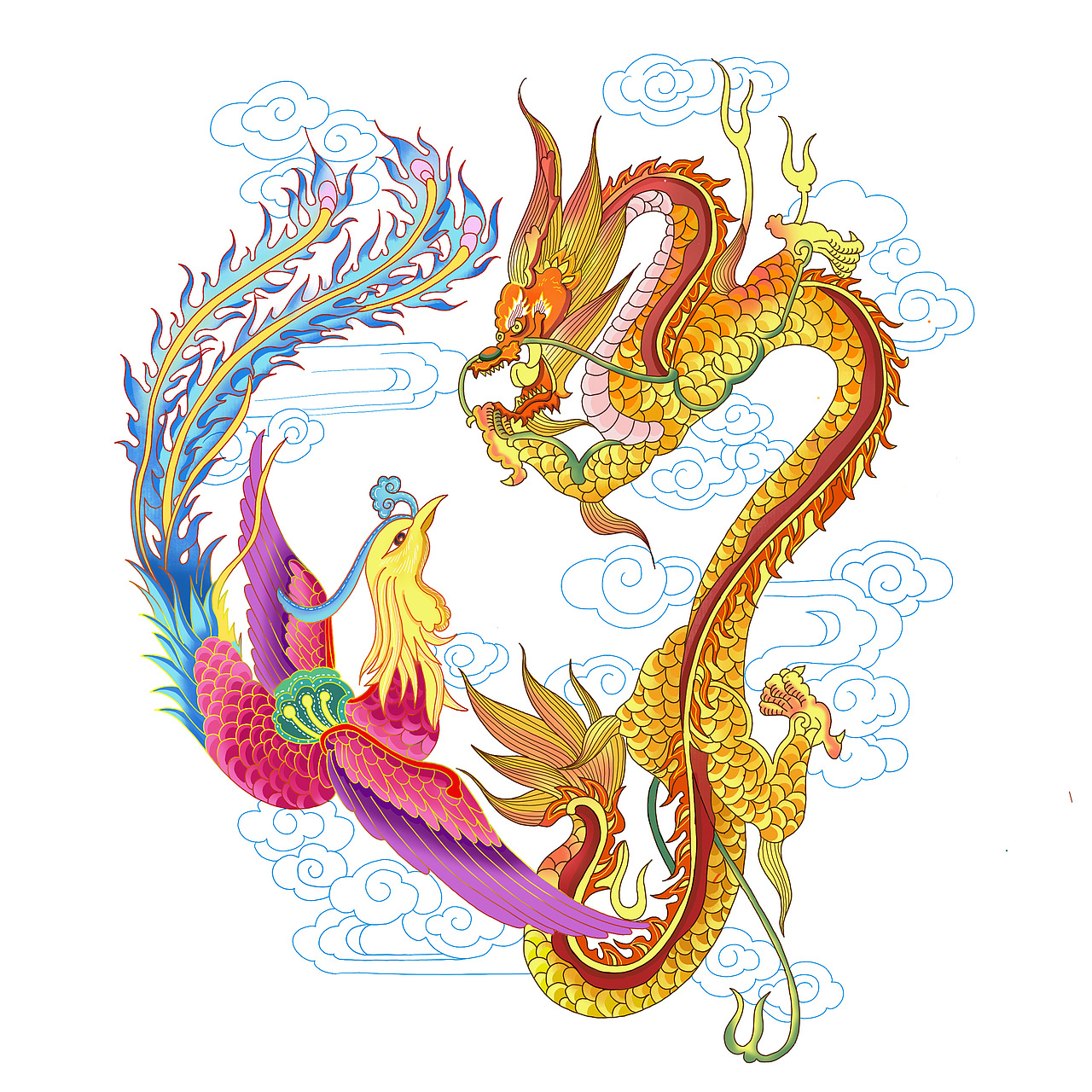 龙凤呈祥|插画|商业插画|一朵momodo_原创作品-站酷zcool