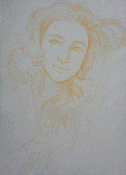我的彩铅插画《花季少女》