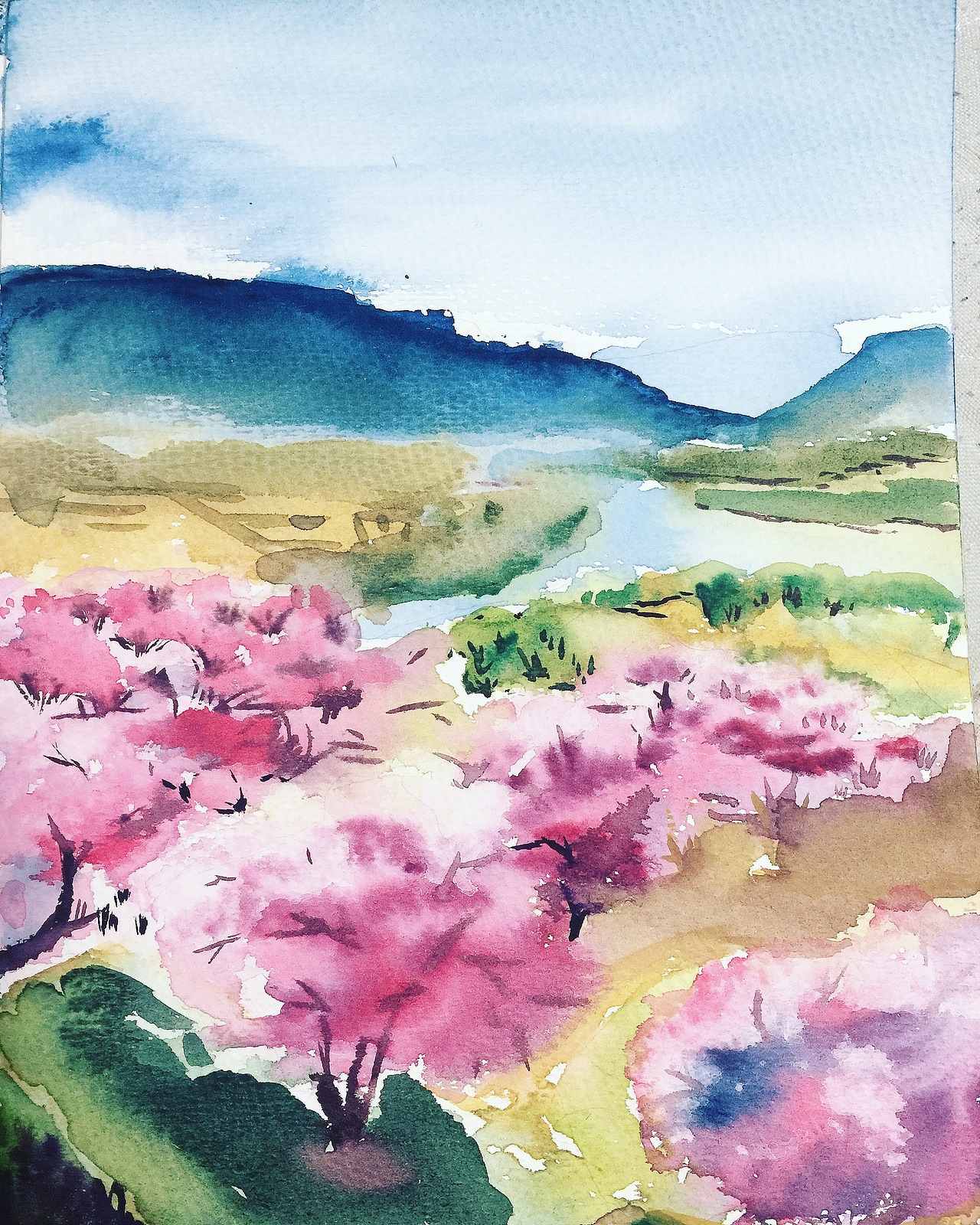 手绘丙烯和水彩