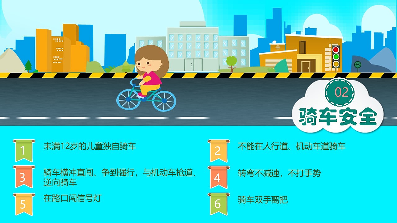 卡通清新小学生交通安全知识讲座PPT模板