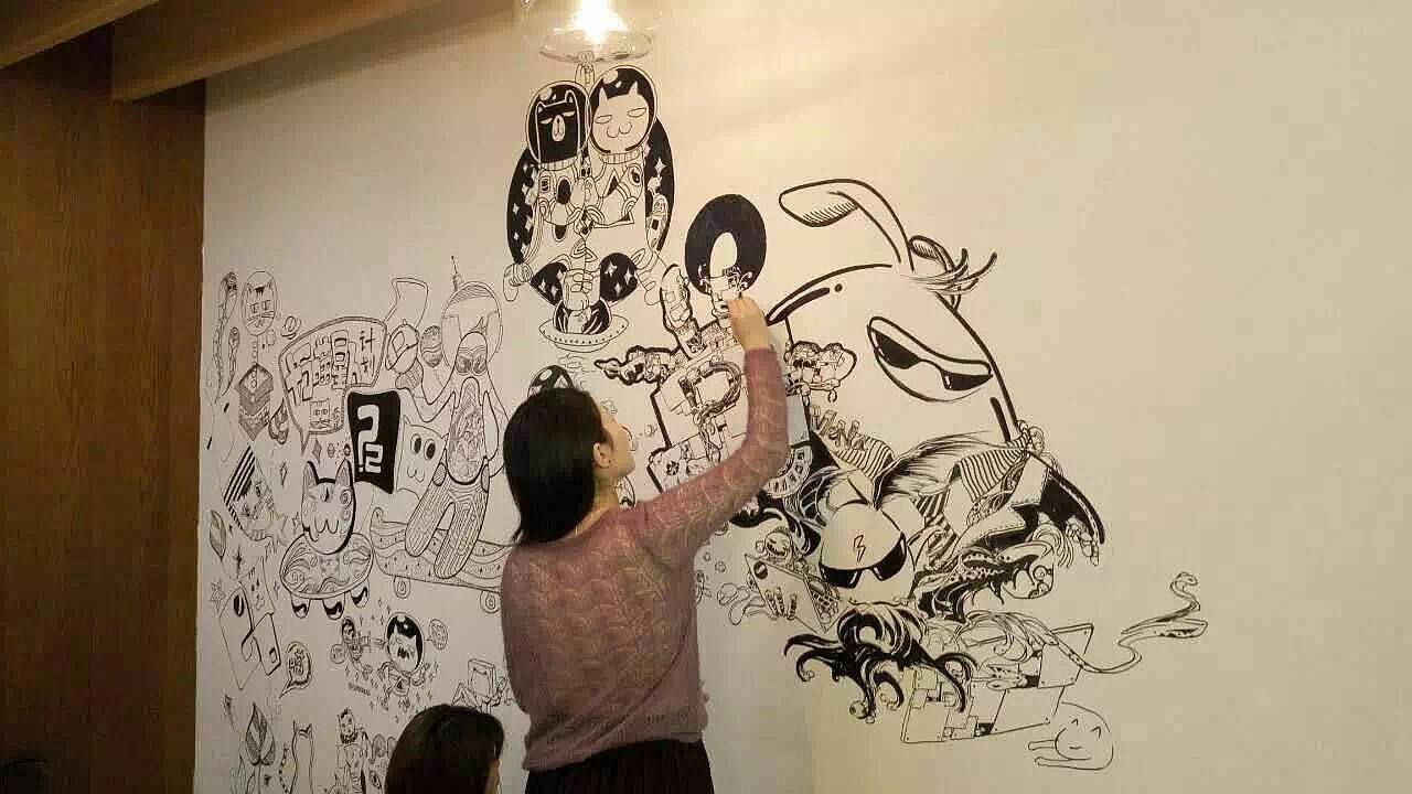 P2 共享办公空间 X 涂手 跨界联名墙绘（图ZMjEzOTYyMjY4） - 商业插画 - 站酷设计师留梦原创素材 - 站酷ZCOOL