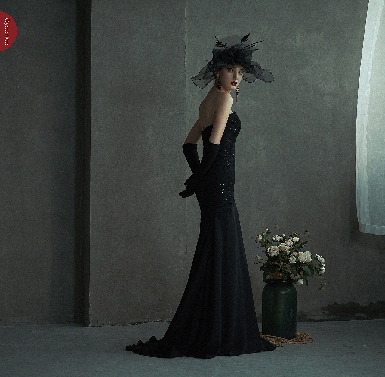 欧美复古黑色婚纱