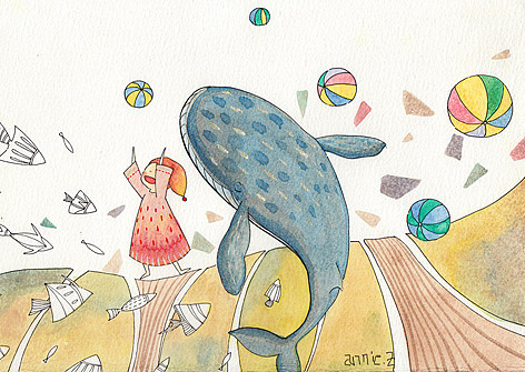 鲸鱼梦.澜（图ZODkyMzQzODg=） - 商业插画 - 站酷设计师annie脸圆圆原创素材 - 站酷ZCOOL
