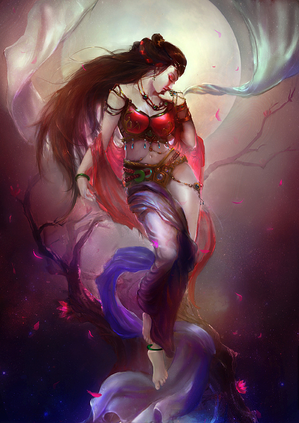 嫦娥（图ZMTE1MDk1NjA=） - 商业插画 - 站酷设计师耀斑FLARE原创素材 - 站酷ZCOOL