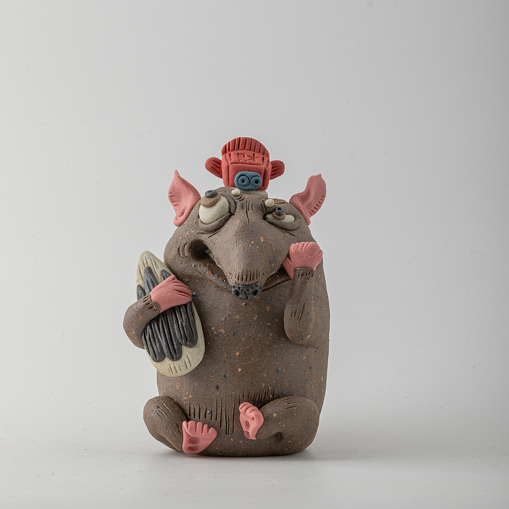 器十二景德镇陶瓷捏雕手工原创十二生肖鼠茶宠摆件