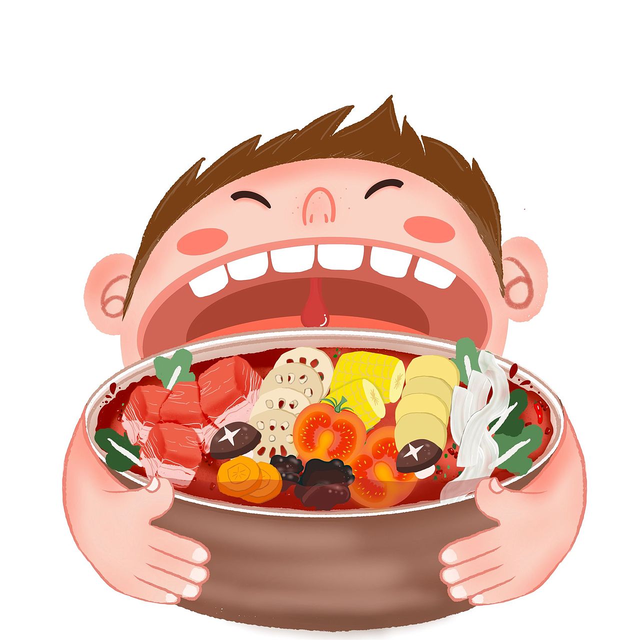 可爱火锅风格插画