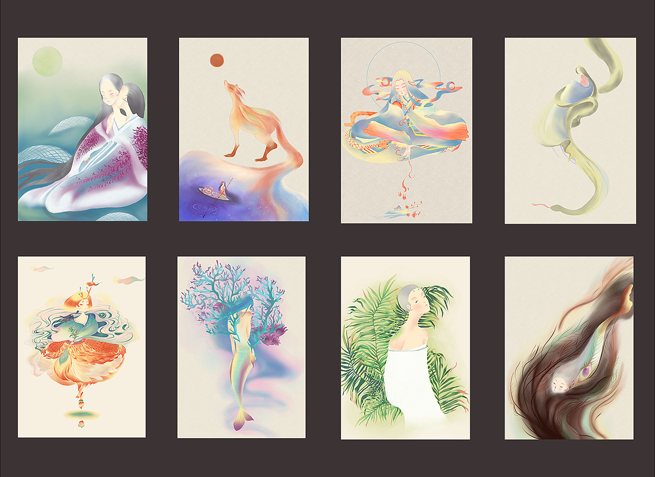 国风水墨水彩神怪录