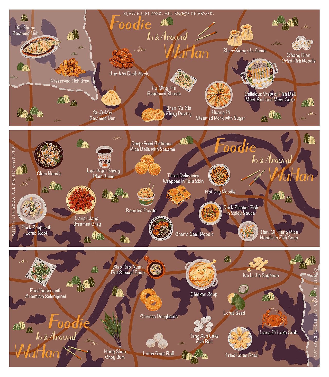 美食地图（图ZMjA2Nzc1ODM2） - 商业插画 - 站酷设计师Jessie一颗豆子原创素材 - 站酷ZCOOL