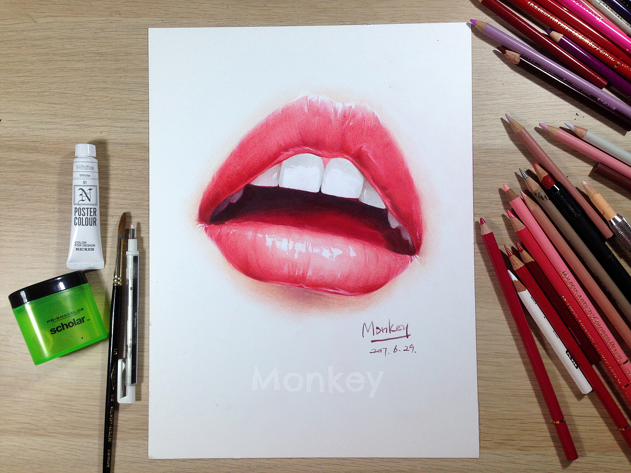 彩铅手绘嘴唇2过程（图ZODQwMTIyNDg=） - 艺术插画 - 站酷设计师王俊宇Monkey原创素材 - 站酷ZCOOL