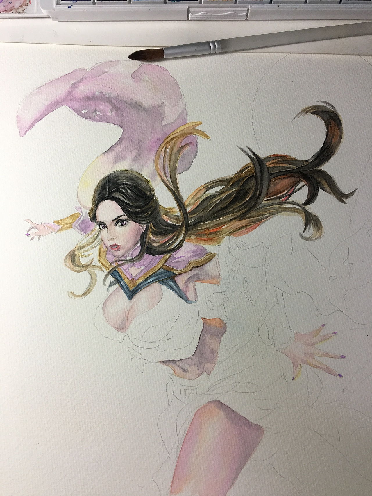 王者荣耀—水彩露娜|纯艺术|绘画|merman云端_原创作品-站酷zcool