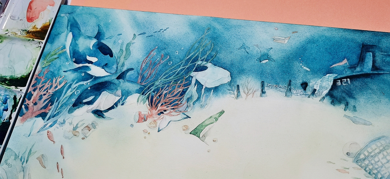 儿童文学插画 水彩手绘 《梦见自己变成一头虎鲸》