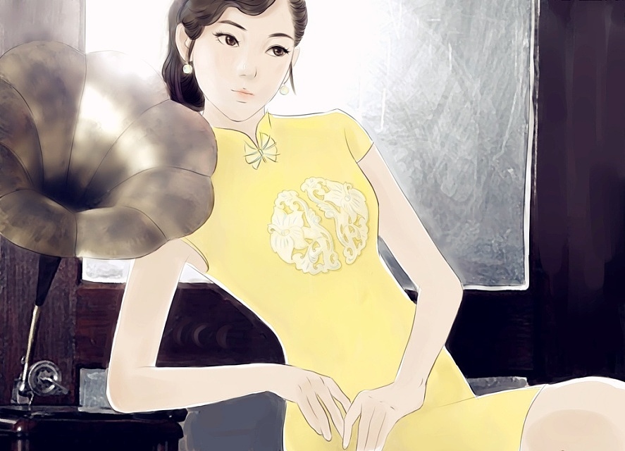 旗袍人物插画（图ZMTEzMzM3MDQ=） - 创作习作 - 站酷设计师_阿坑原创素材 - 站酷ZCOOL