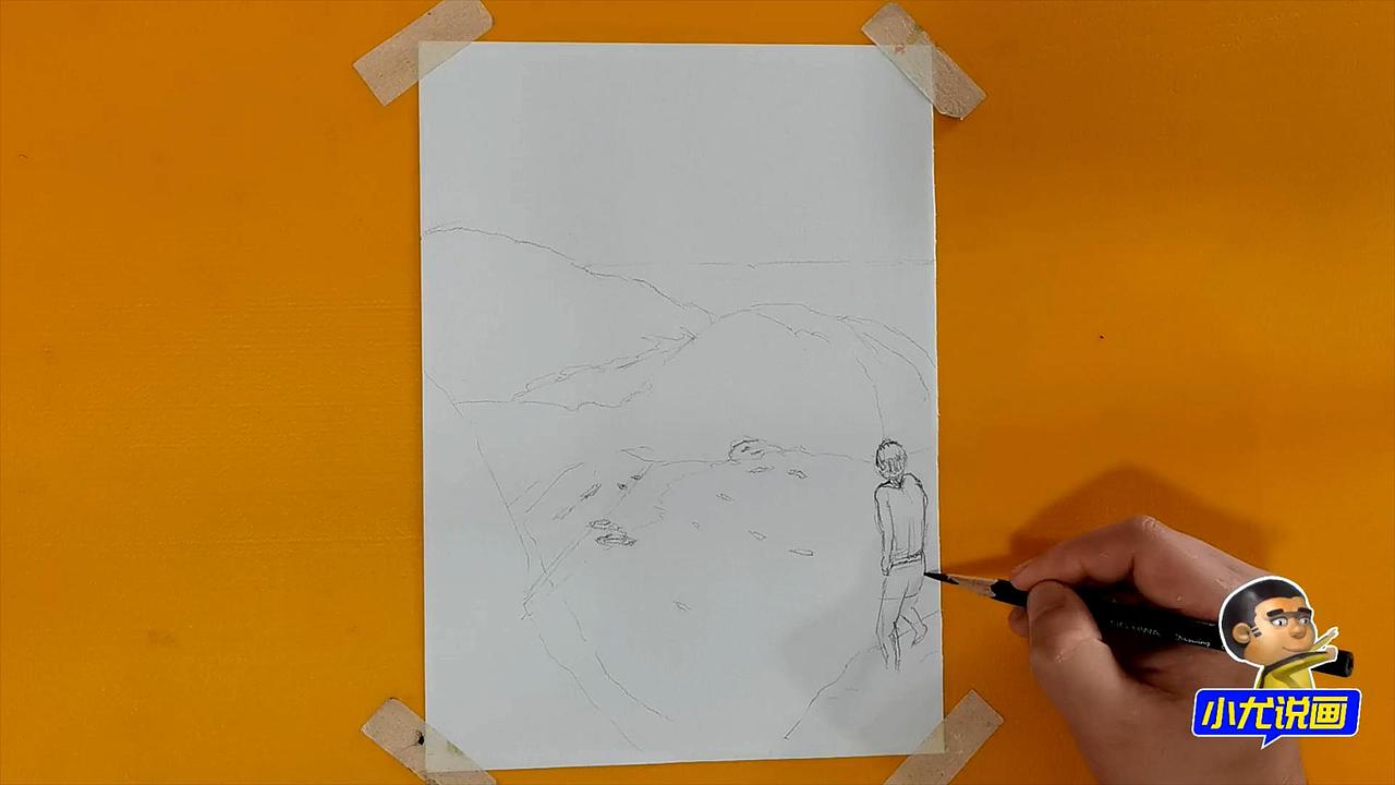 水彩画蓝宝石的海湾小岛-小尤说画