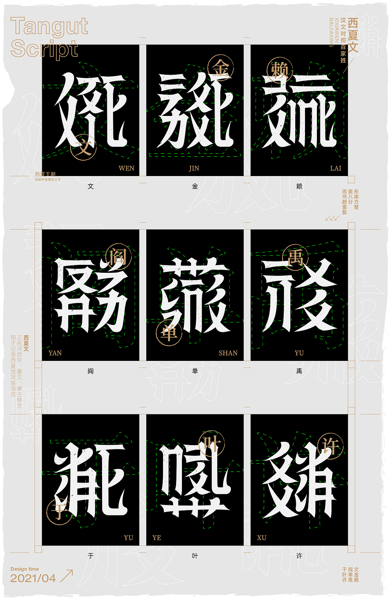 西夏文百家姓字体设计