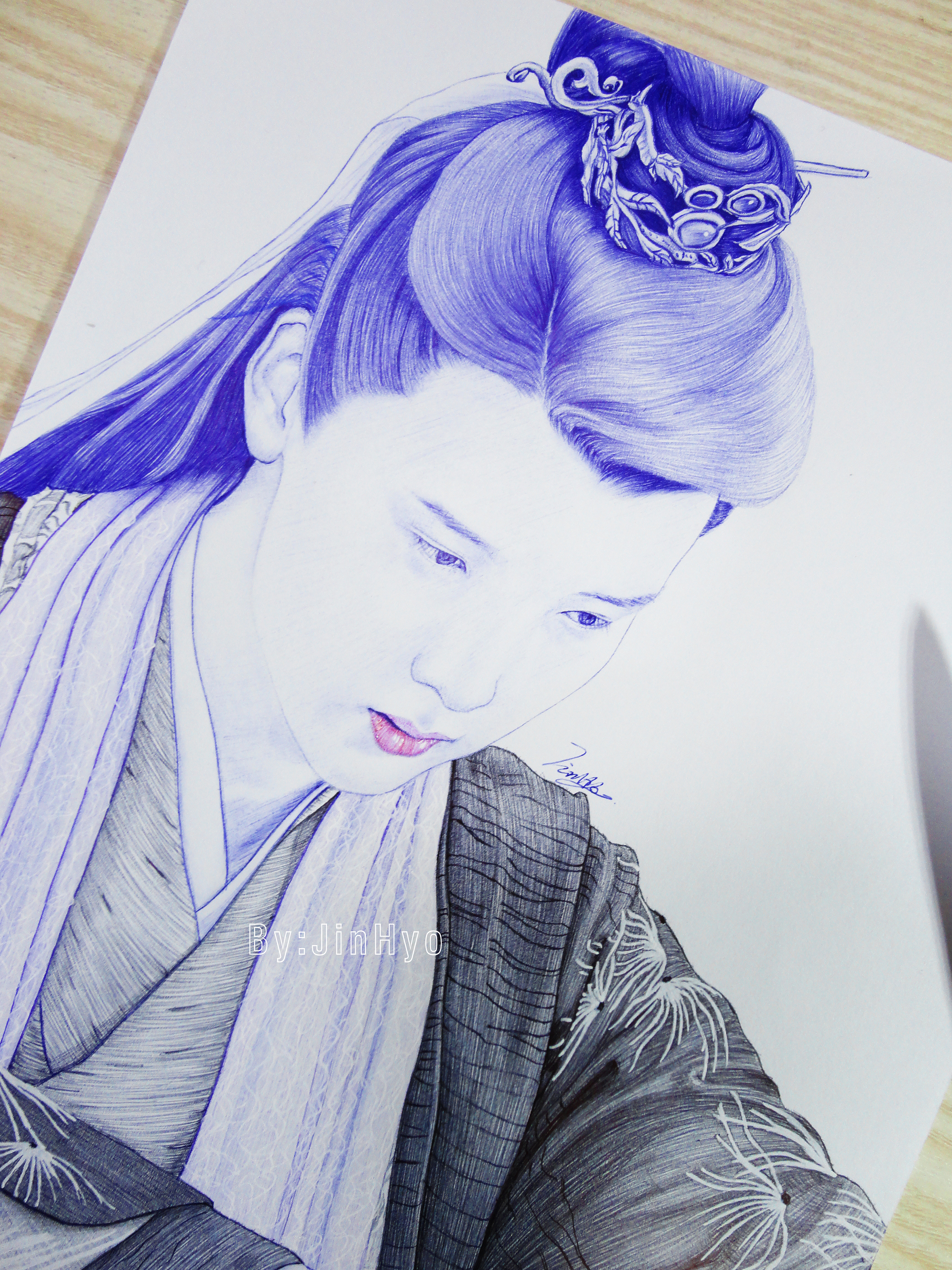 圆珠笔手绘《双世宠妃2》陈宥维