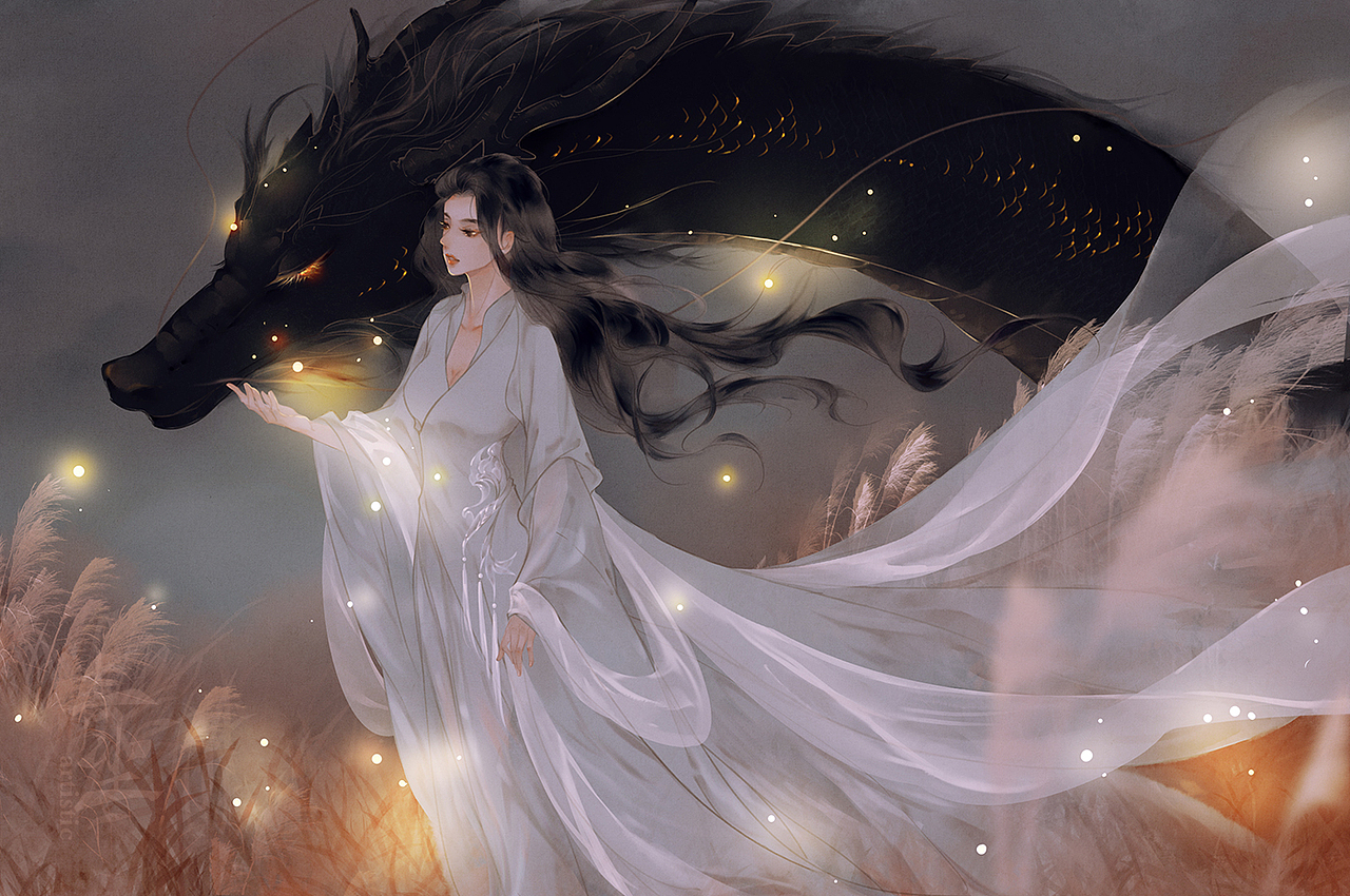 《有龙为伴》（图ZMjI5ODU0NjMy） - 艺术插画 - 站酷设计师浅墨染青尘原创素材 - 站酷ZCOOL