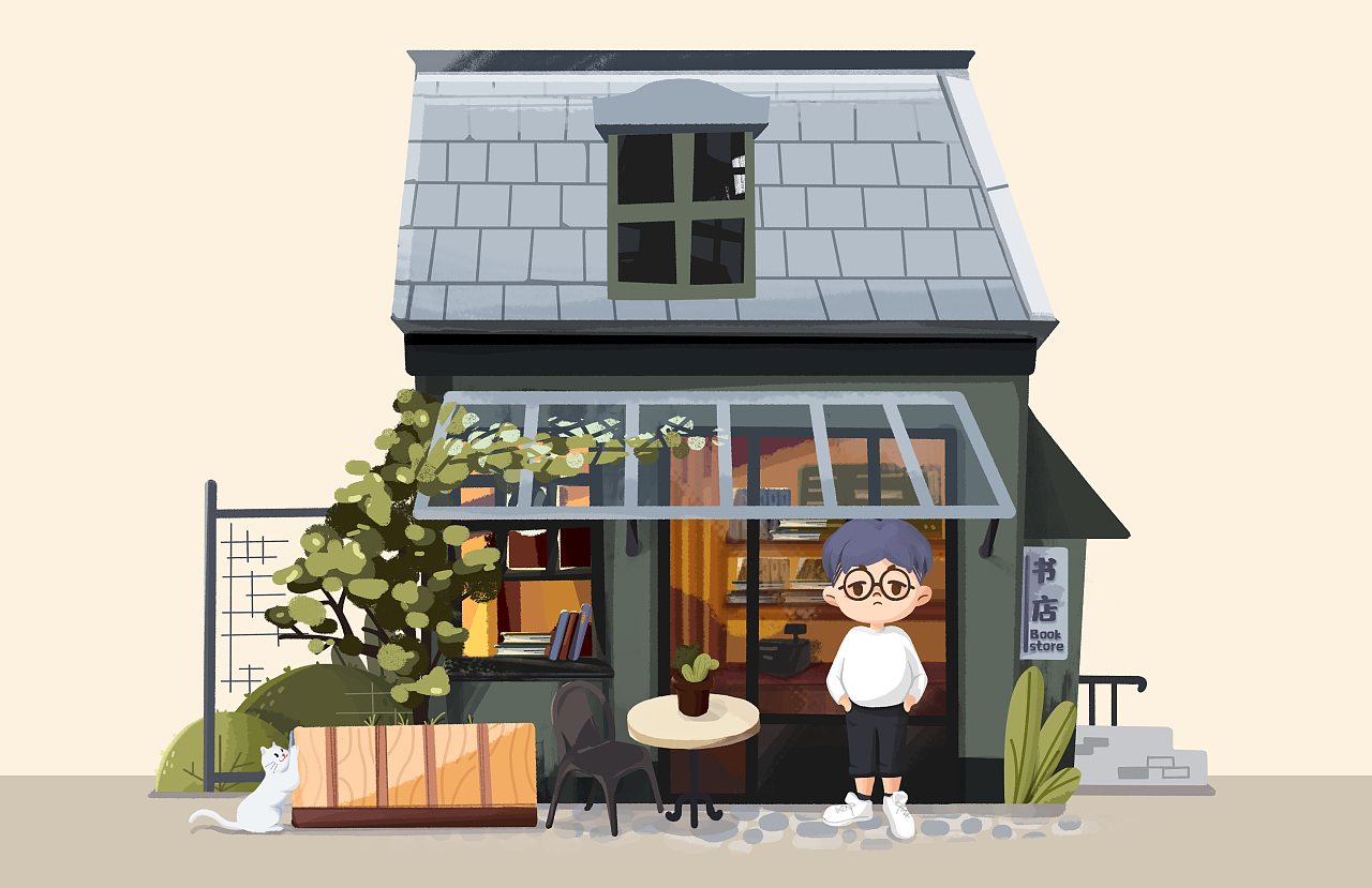 插画-书店
