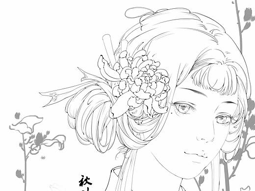 最近画的国风插画线稿~