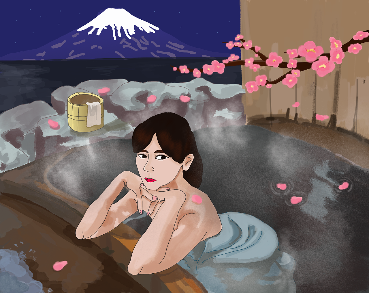 冬日温泉|插画|商业插画|曦唐 - 原创作品 - 站酷 (zcool)