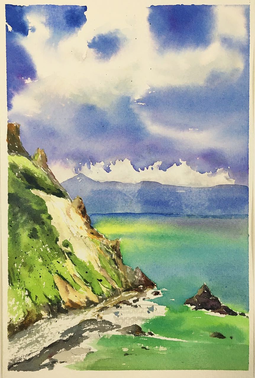 水彩风景照片写生