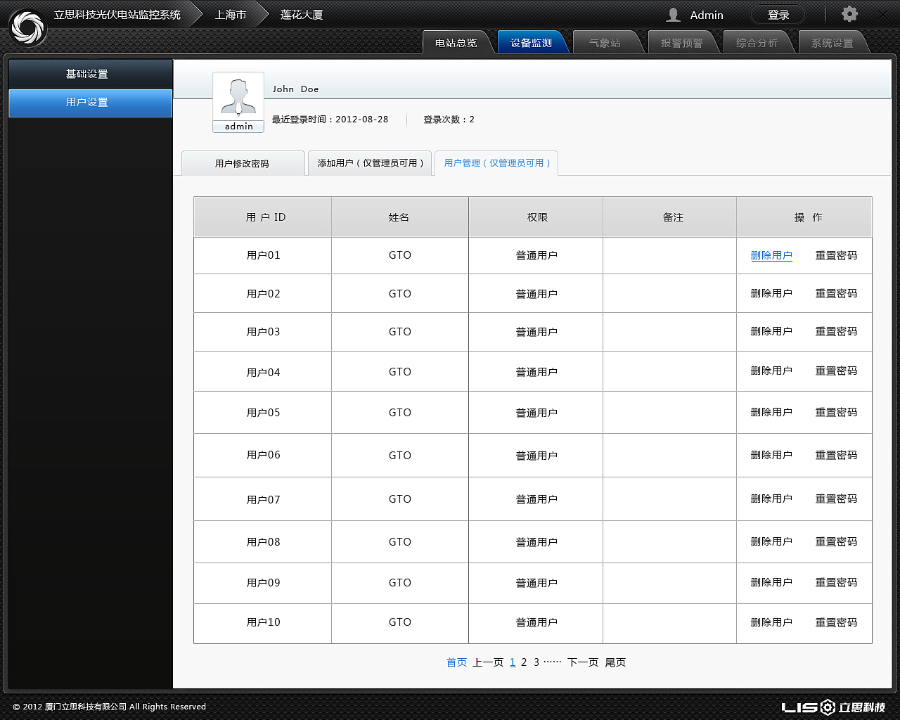 上海莲花大厦光伏发电站项目软件界面