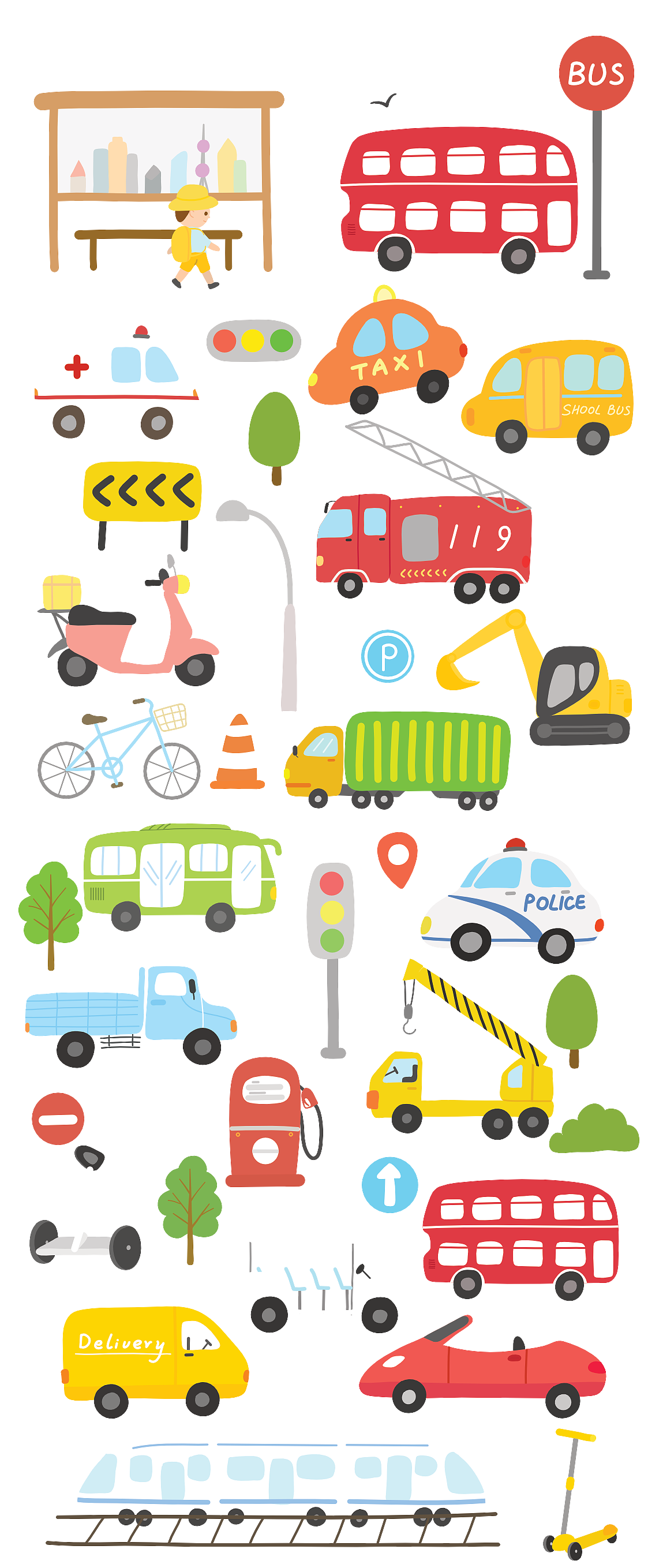 儿童汽车贴纸元素🚗｜矢量插画（图ZMzA0NTgxODg4） - 商业插画 - 站酷设计师时光投影原创素材 - 站酷ZCOOL