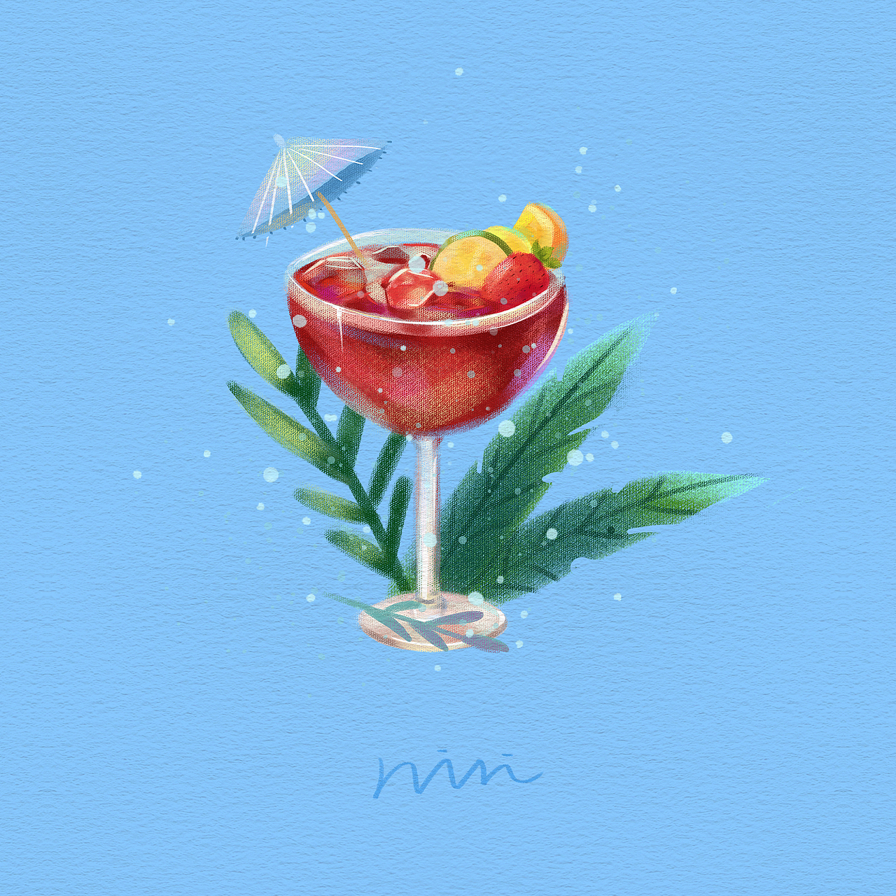 夏日冷饮照片写生插画练习