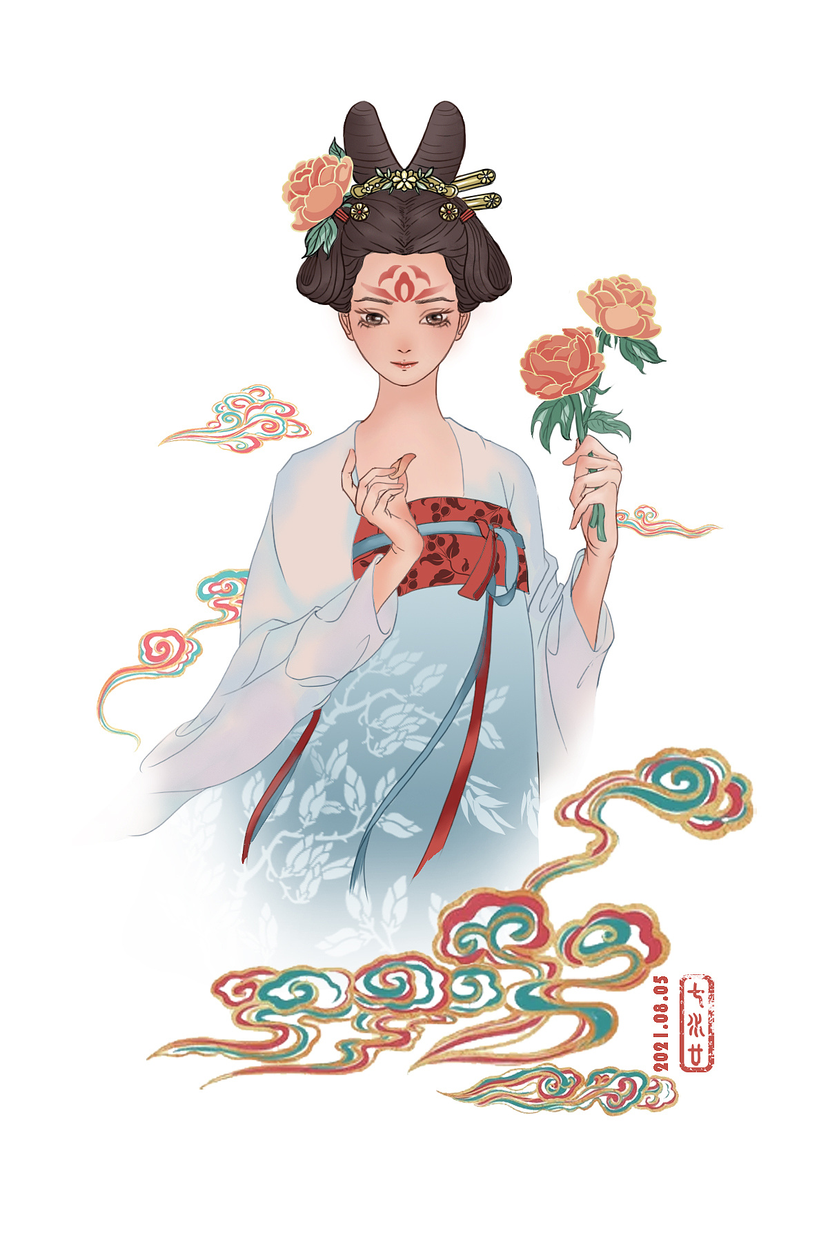 古风少女——牡丹