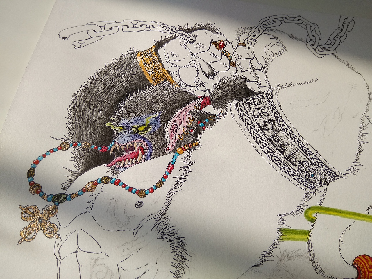 2018.03.15-山海经-南山经-招摇山神兽之“狌狌”（图ZMTA4MDk3NjQw） - 创作习作 - 站酷设计师毣余原创素材 - 站酷ZCOOL