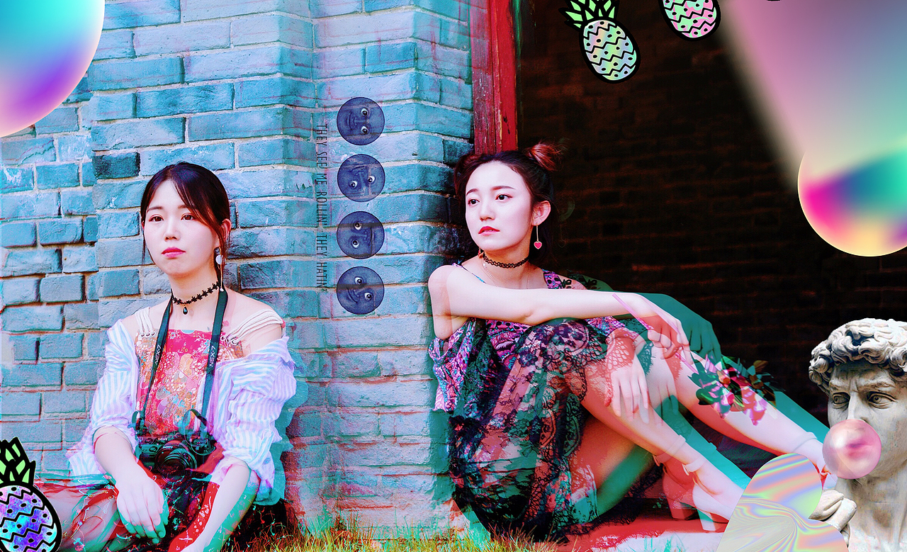 蒸汽波风－《×TIME 狂想症》（图ZOTc1Mjc4NDg=） - 人像摄影 - 站酷设计师蒜糖MOMO原创素材 - 站酷ZCOOL