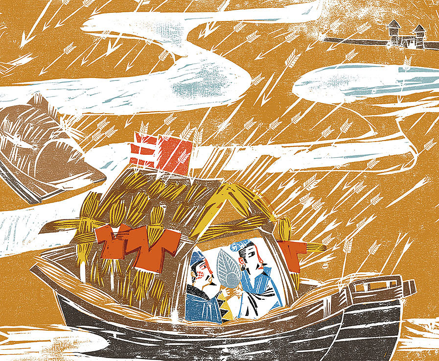 三国演义之草船借箭,木刻版画插图.登录 / 注册