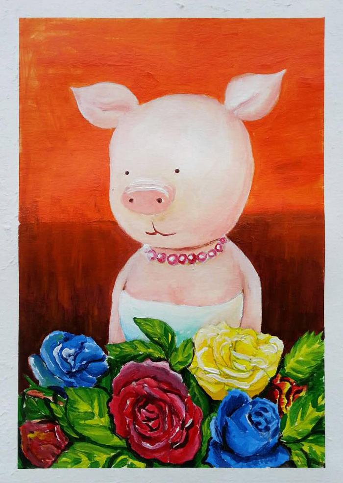 原创设计-熊猫/猫咪/兔子/小猪-插画/装饰画