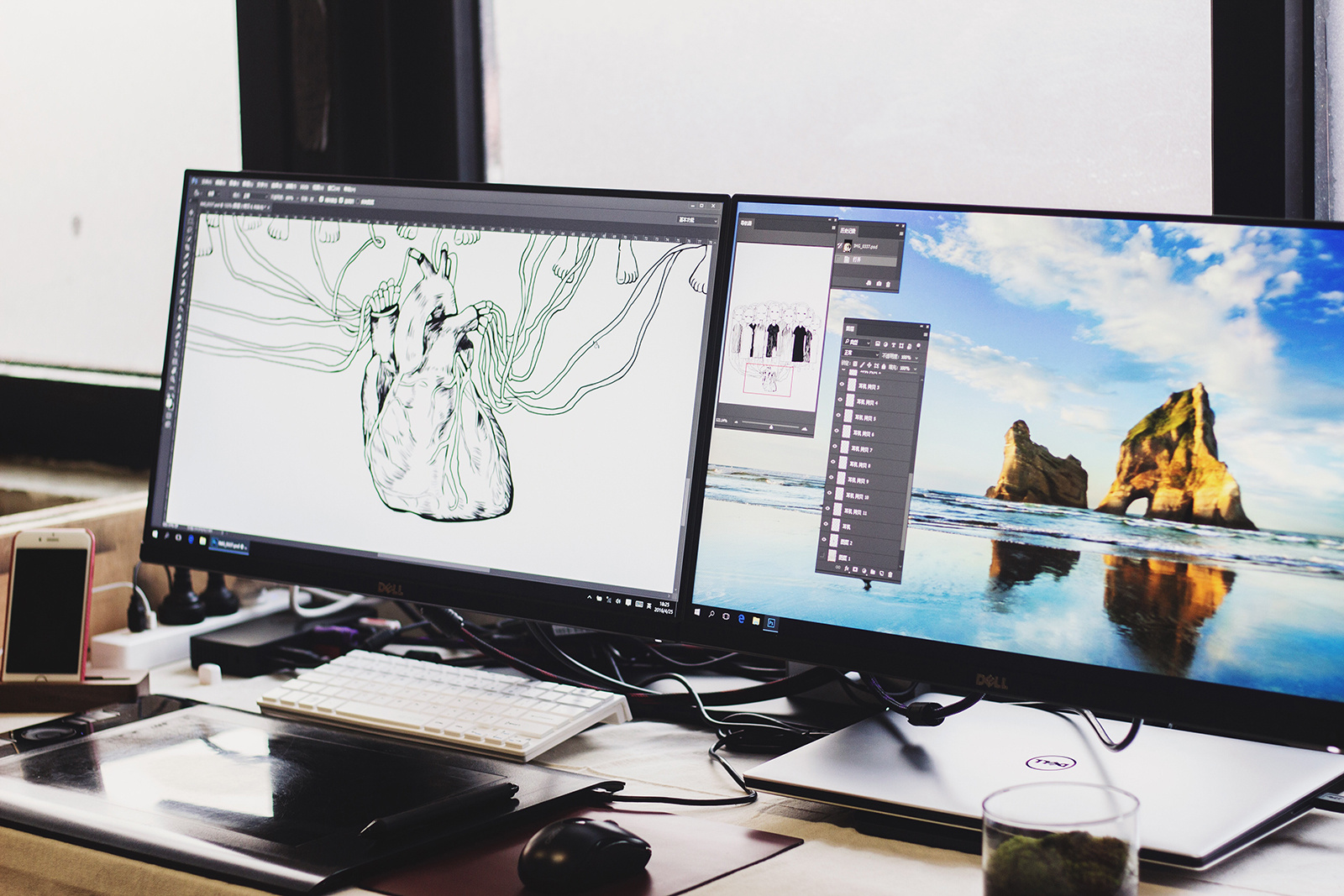 dell2414h双屏显示工作站