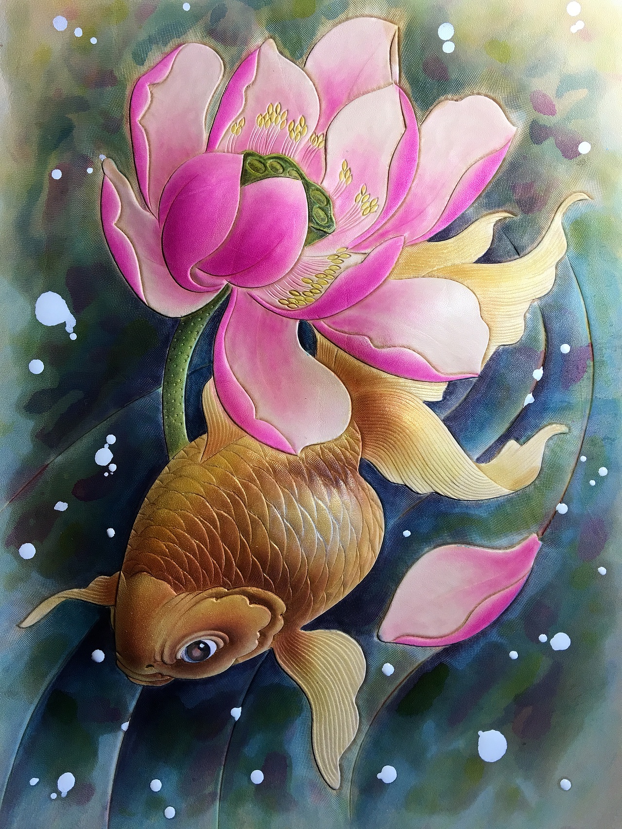 皮雕画—美丽的金鱼（图ZMTQxMzM1OTky） - 工艺品设计 - 站酷设计师斑寅原创素材 - 站酷ZCOOL