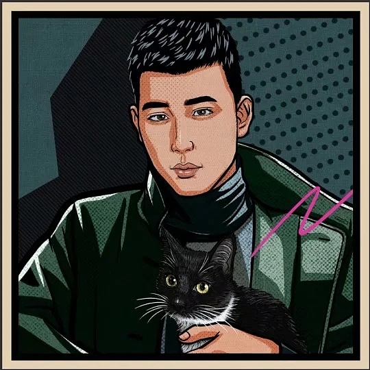 宠物插画复古头像