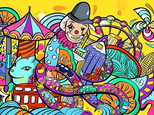 商场乐园插图（个人主页-ZMzY0NzE2NzI=） - 新锐潮流插画 - 站酷设计师刘张张原创素材 - 站酷ZCOOL